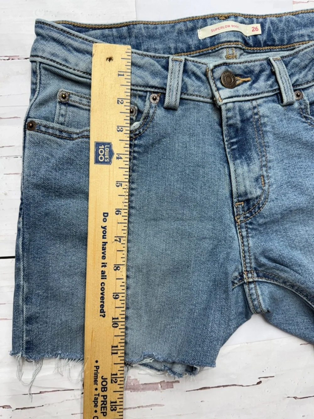 Levi’s Superlow Boot Denim‎ Cutoff Shorts Light Wash 26 Y2K